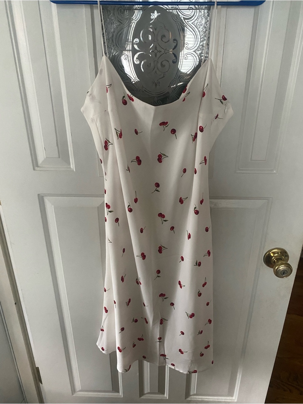 Abercrombie & Fitch White Slip Dress with Red Cherry Print